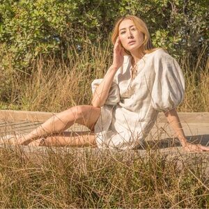 Alyssa Nicole Linen Bell Sleeve Mini Dress